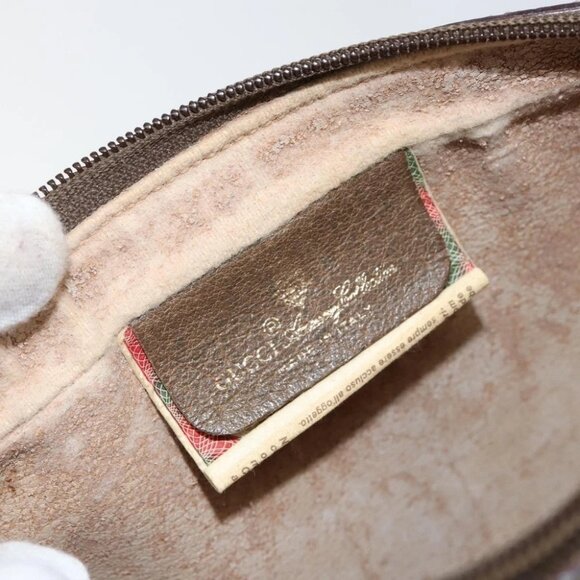 GUCCI GG Supreme Web Sherry Line Clutch Bag PVC Beige Red - Picture 13 of 14